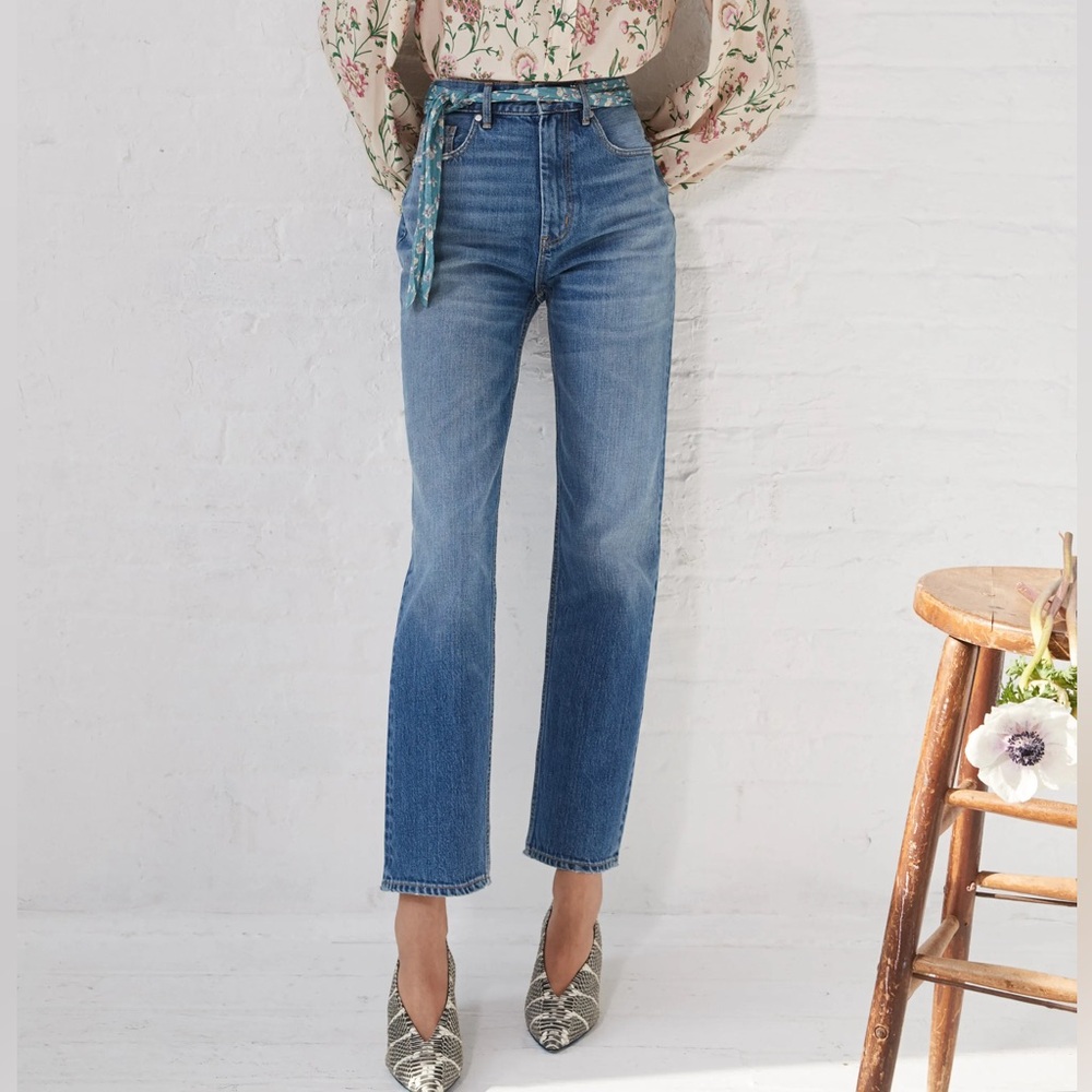 La Vie Rebecca Taylor Ines High Rise Straight Leg Jeans / Medium Wash